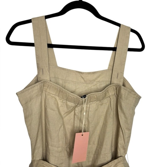 NEW QUINCE 100% European Linen Square Neck Jumpsuit in Driftwood Medium Netutral - Picture 6 of 16